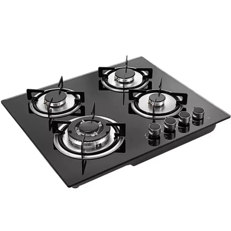 Top Cooktop 4 Burner Gas Stove Built in Tempered Glass Black Surface 4 Burner Cooker Gas Stove