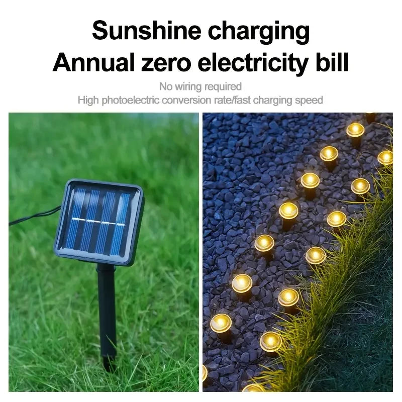 Solar LED Garden Pathway Light 15/30LEDS 8 Modes Outdoor Waterproof Lawn Lamp for Camping Weddings Christmas Holiday Lighting