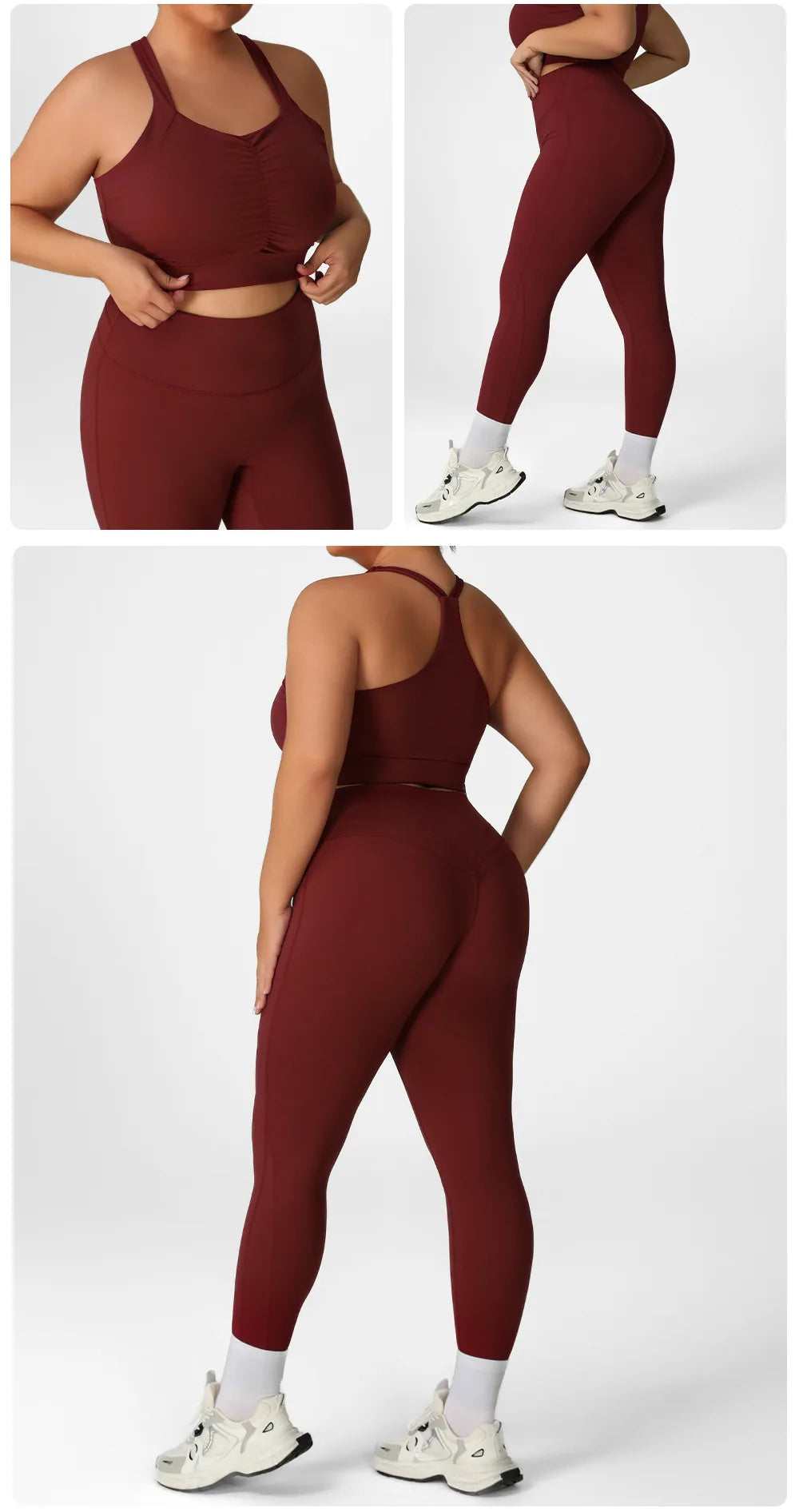 Plus Size Women Yoga 2 Piece Set Y Back Sports Bra High Waist Scrunch Butt Leggings Gym Set Fitness Workout Activewear Outfit