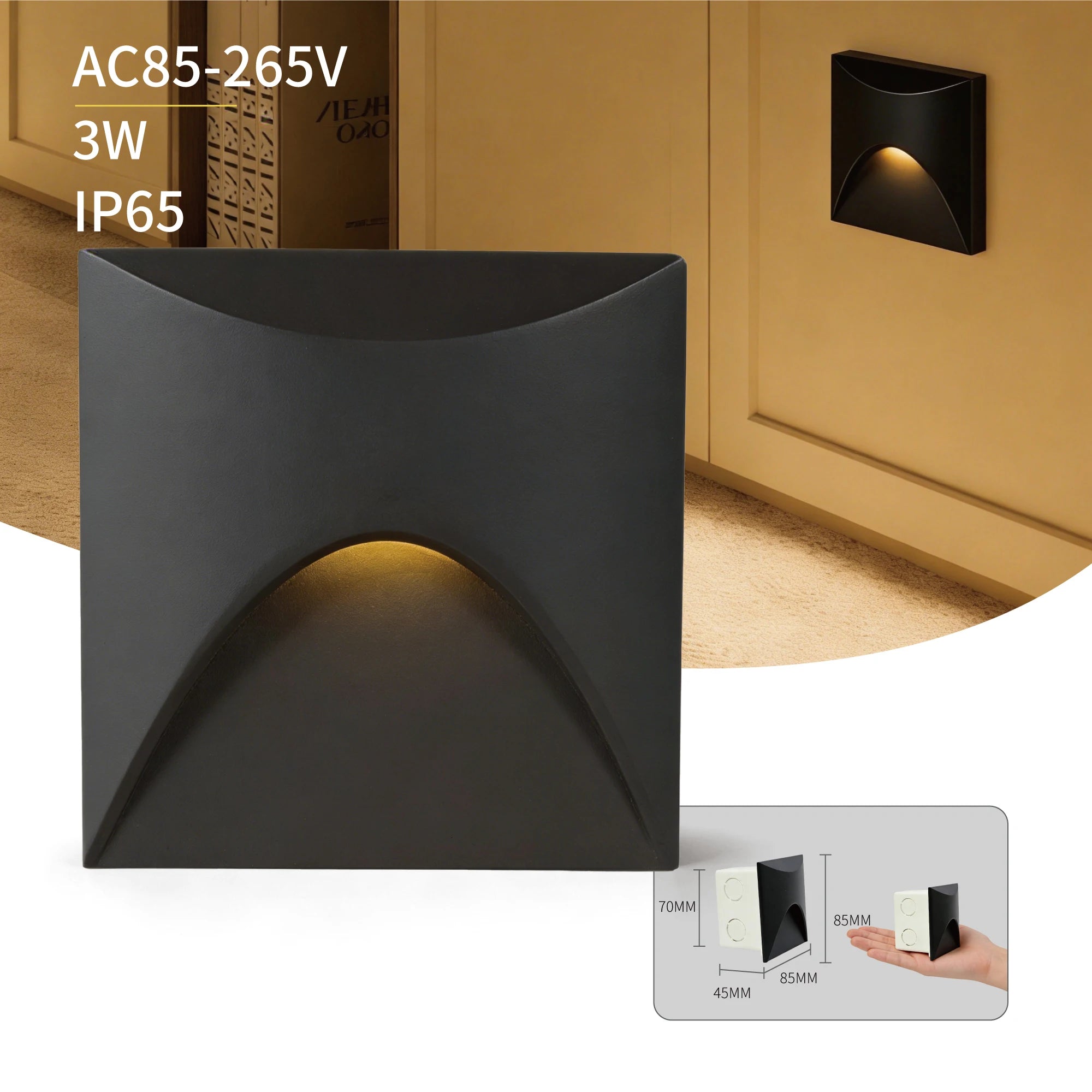 3W Stair Light Indoor Wall Lamp Step Light Aisle Corridor Night Light AC85-265V Waterproof IP65 Wall Light