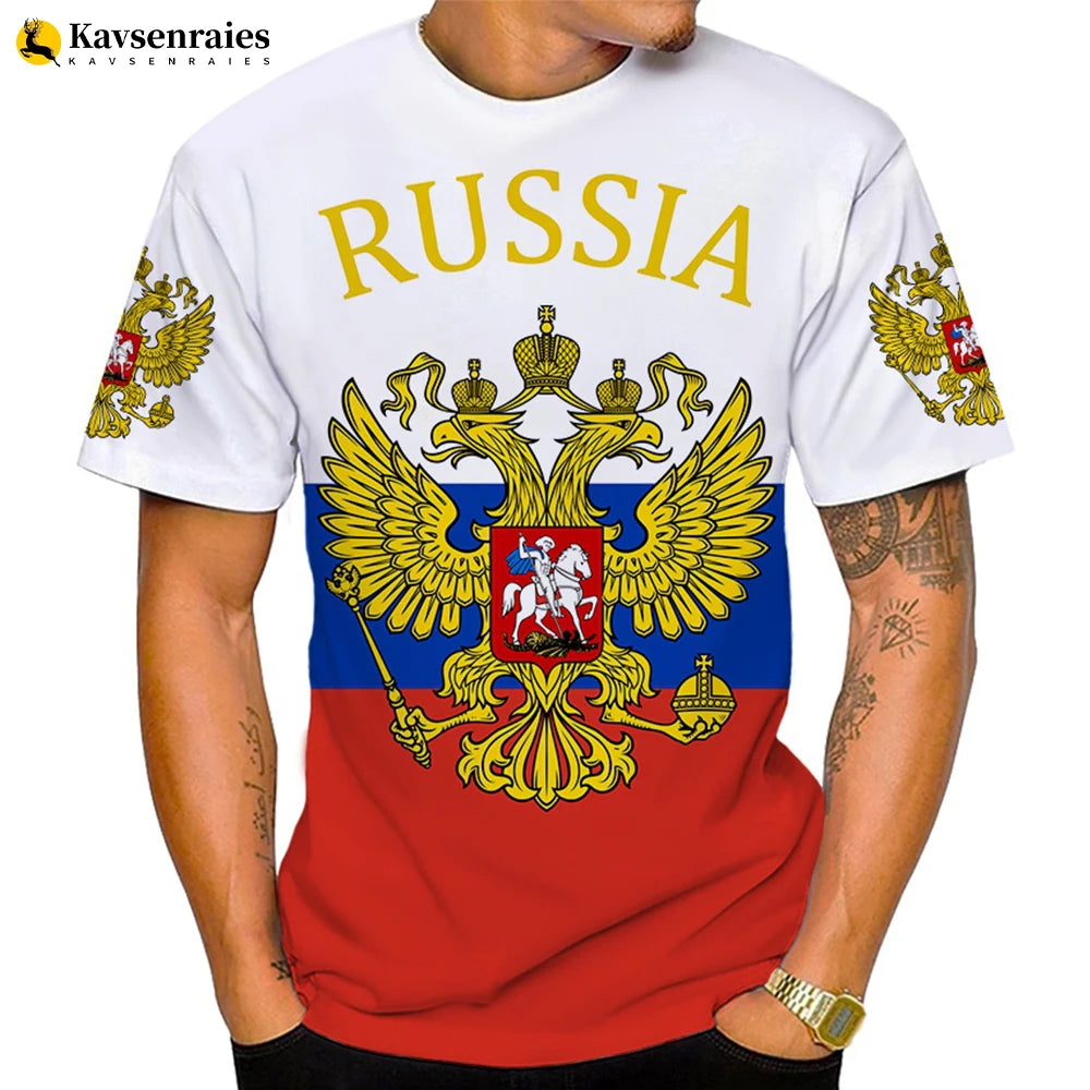 2022 Russia Flag 3D T-shirt Russia Bear CCCP Printed Harajuku Streetwear Oversized T Shirt Men Women Fashion Casual Cool Tops