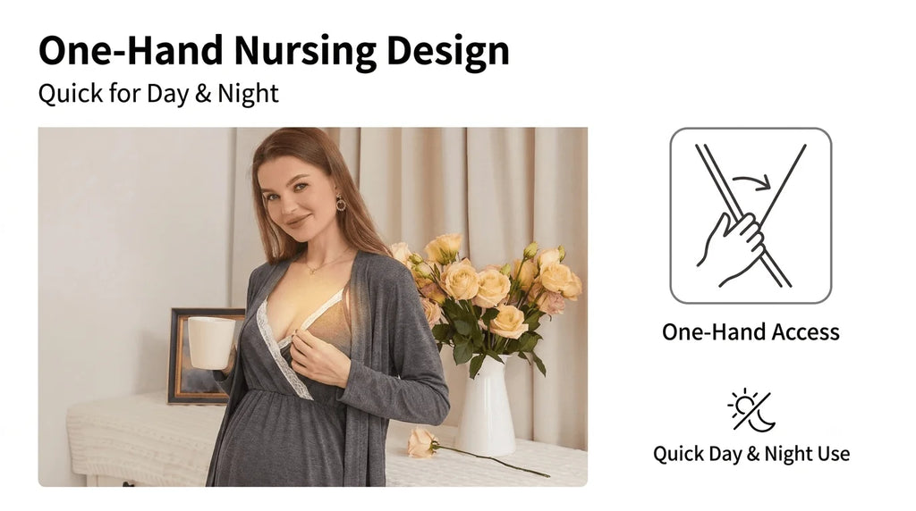 2-piece set, pregnant women, nursing long-sleeved pajamas set, autumn and winter casual loungewear, nursing nightgown, maternity clothes.