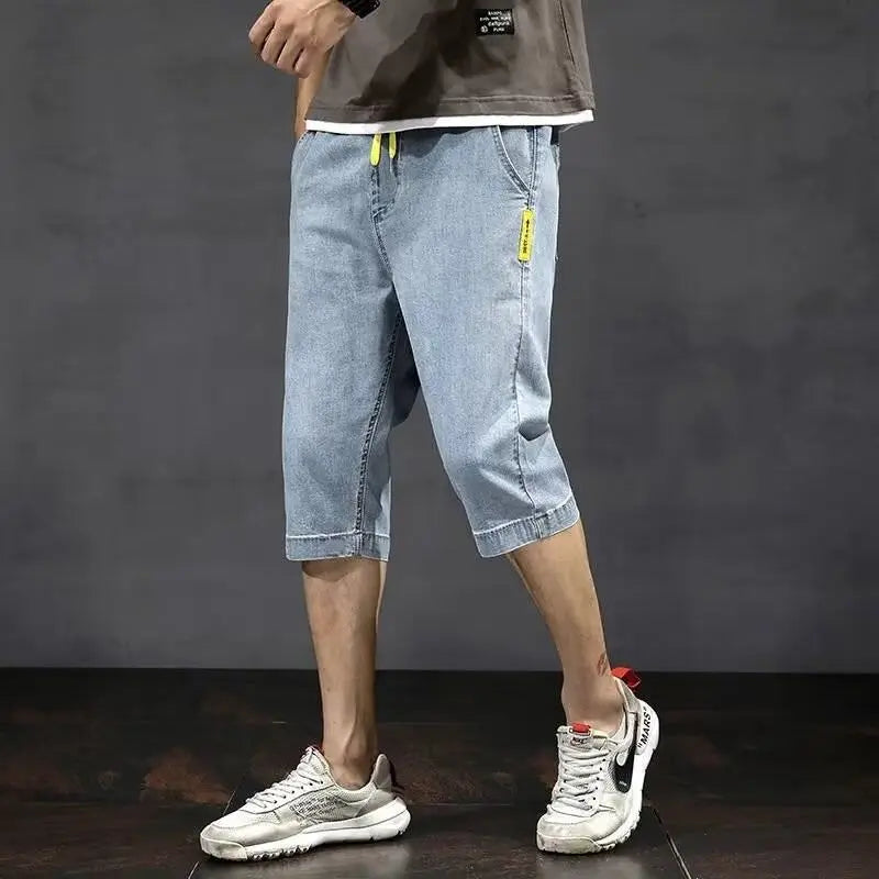 Denim Shorts Men's Summer Loose Thin Breathable Trendy Brand Workwear Handsome Casual Five-point Mid-size Pants