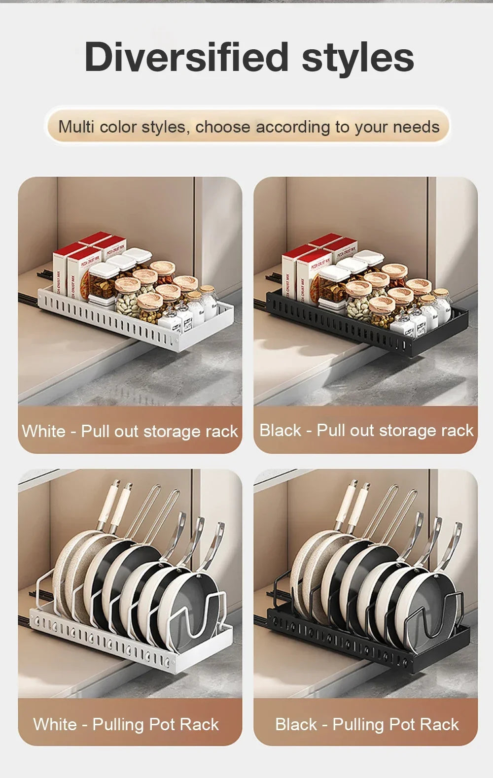 2026 Kitchen Multifunctional Organizer Pull Out for Pots/Pans Sliding Lid Holder Spice Rack & Dish Drying Racks Drawer Organizer