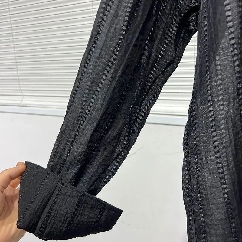 Simple Loose Hollowed-out Draped V-neck Loose Shirt for Men Solid Color Y2K Blouse Fashion Tops Chic Casual Male Clothes