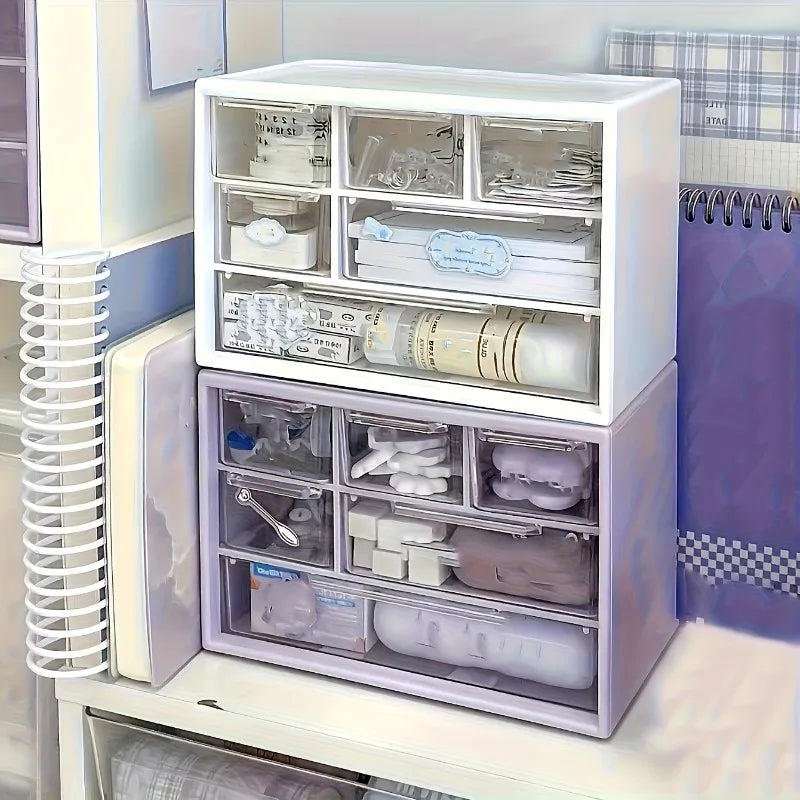 Desktop Organizer with Six Drawers-Spacious and Multifunctional Container,Perfect for Office Supplies,Stationery,Dorm Essentials