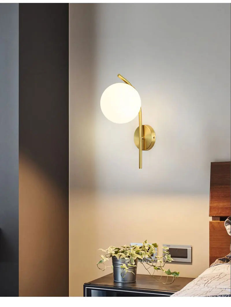 Bedroom LED Wall Lamps with 9W G9 Bulb Hardwired Indoor Frosted Glass Ball Wall Lights Wall Sconce for Bar Kitchen AC110-220V