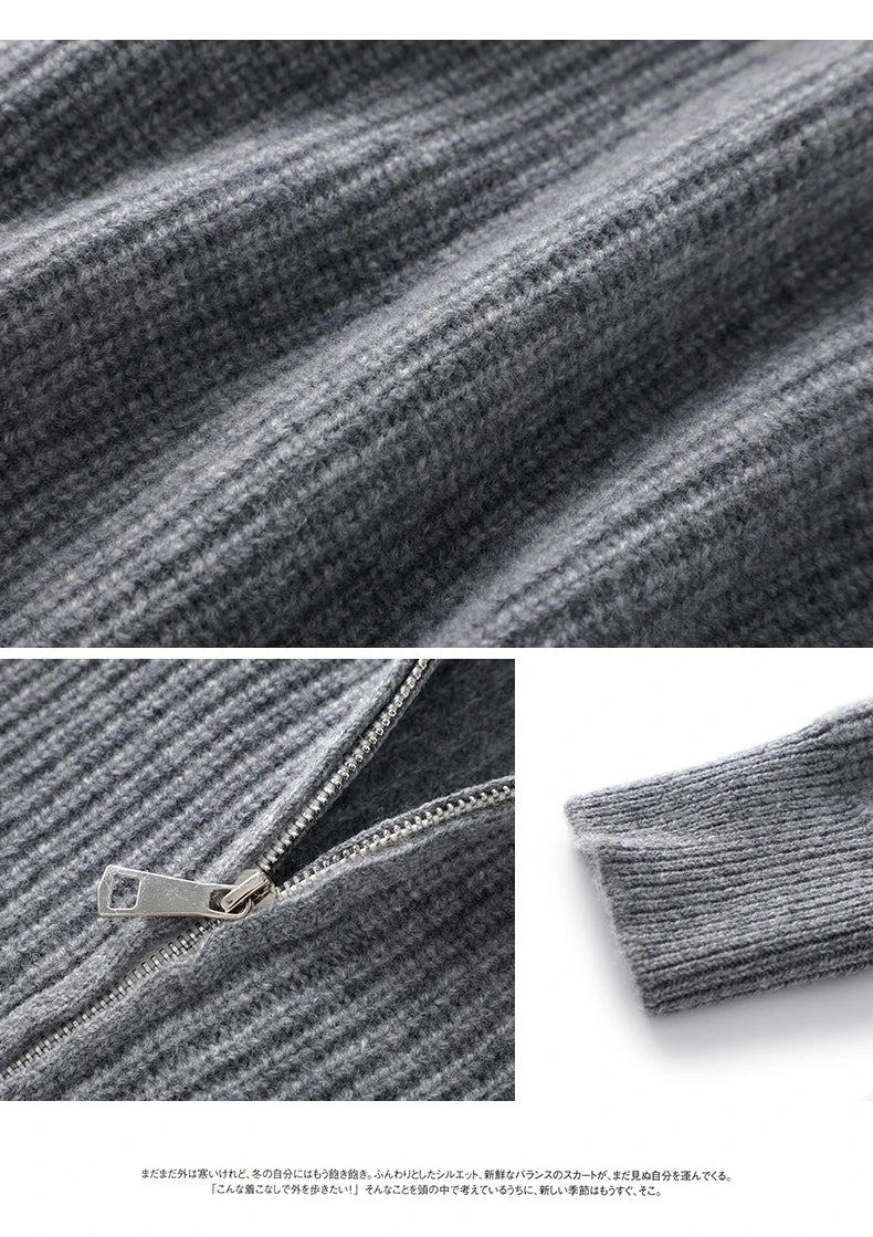 Men's Sweater Autumn And Winter New Pullover With Half-Height Zipper Neck To Keep Warm And Thick Cashmere Sweater Underlay Trend