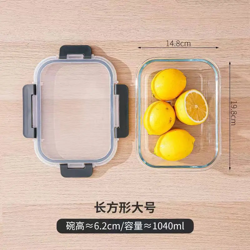 Rectangular Glass Lunch Box Microwave Safe Fresh Preservation Box for Office Workers with Lid Food Storage Containers Bento Box