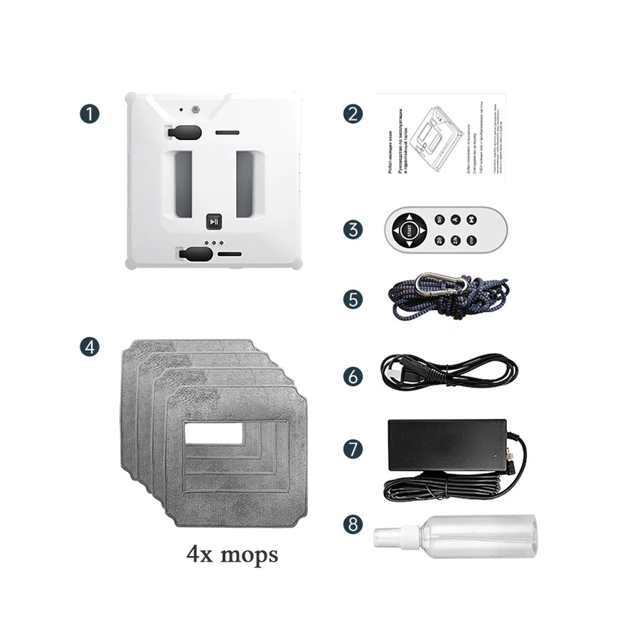 Robotic Window Cleaner Dual Water Spray Automatic High Suction Anti-falling For Window Washing Glass Outside APP Remote Control