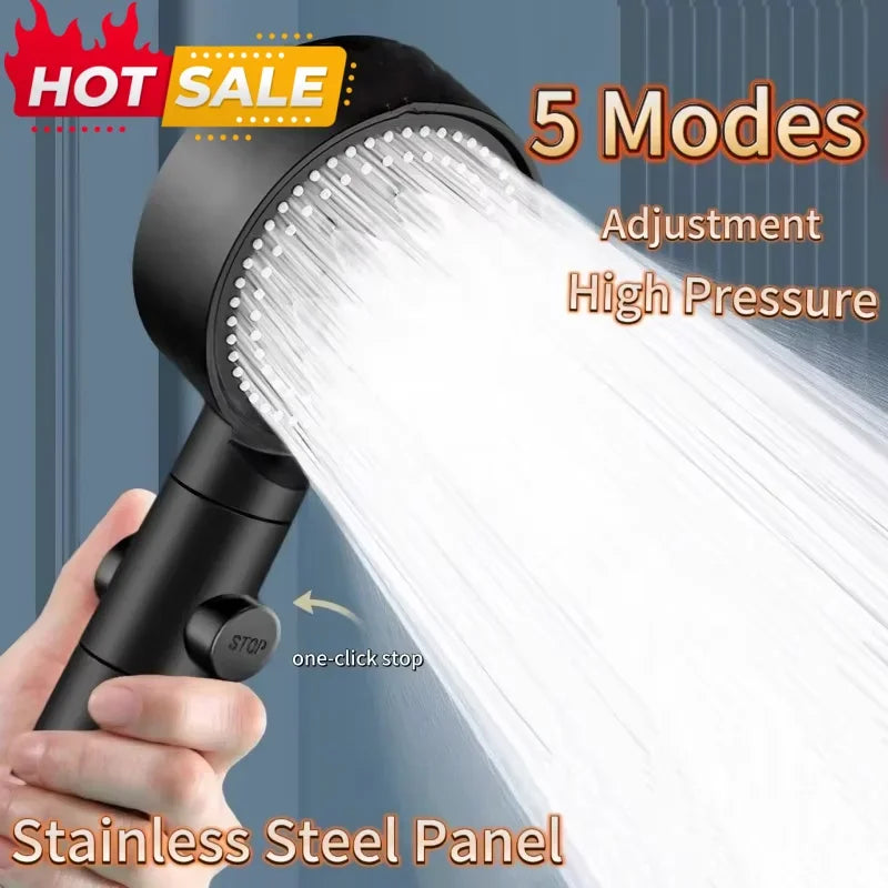 Shower Head 5 Modes Water Saving Adjustable High Pressure Showerhead Handheld Spray Hangable Bathroom Accessories 2026