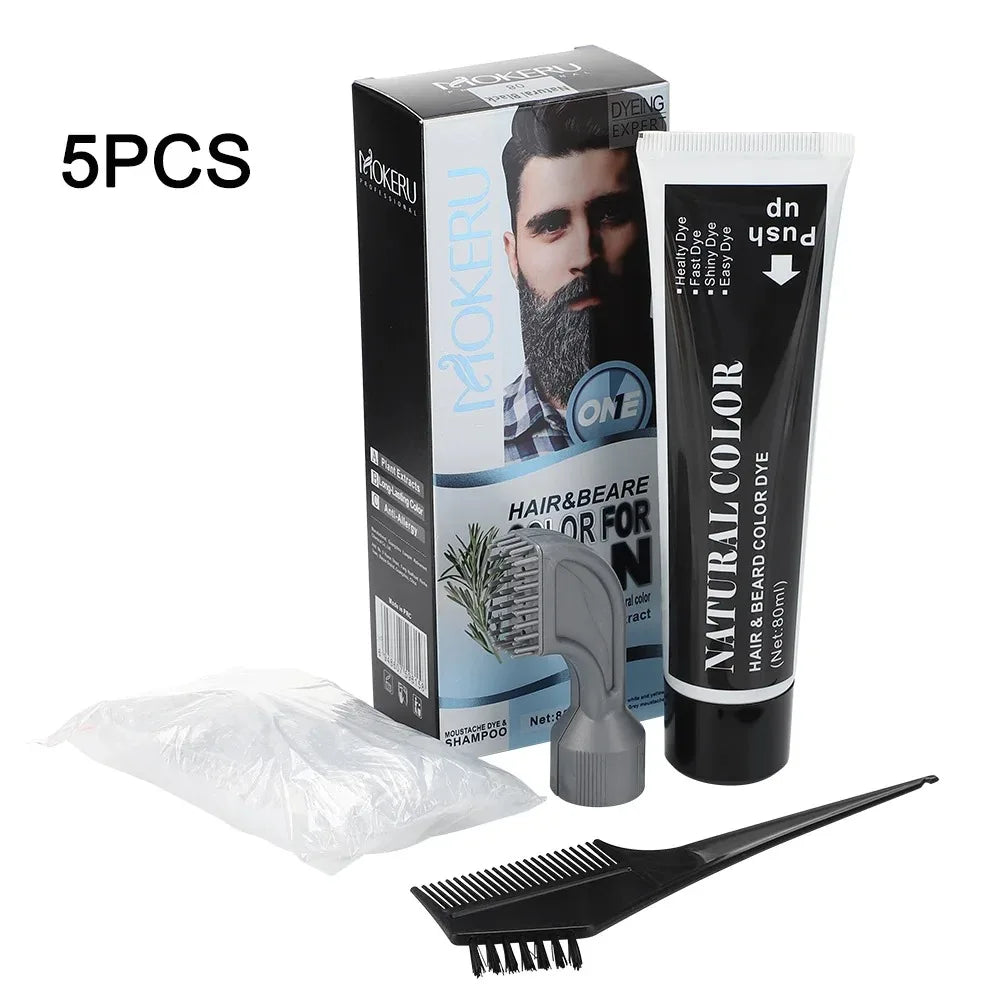 Black Beard Dye Cream With Comb Hair Beard Dye Shampoo Fast Instant Hair Dye Cream Long Lasting 3 Minutes Hair & Beard Dyeing