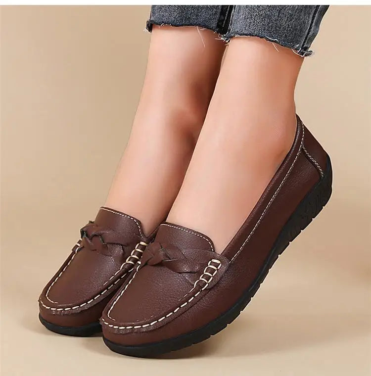 Genuine Leather Fashion Women Flats Outdoor Ballet Flats Moccasins Women's Shoes Retro Women Shoe Oxford Plus Size Zapatos Mujer