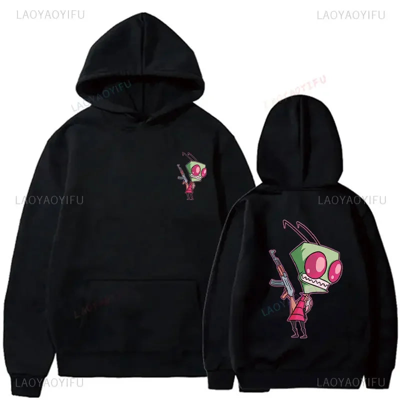 Happy Gir Classic Hip Hop Cool Thermal Hoodie Invader Zim Gaz Membrane Animated Leisure Tracksuit Autumn and Winter Fleeces