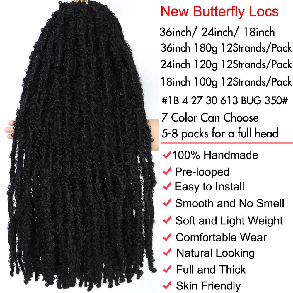 Butterfly Faux Locs Crochet Hair Super Long Prelooped Distressed Locs Soft Locs Crochet Hair For Black Women Crochet Braids Hair