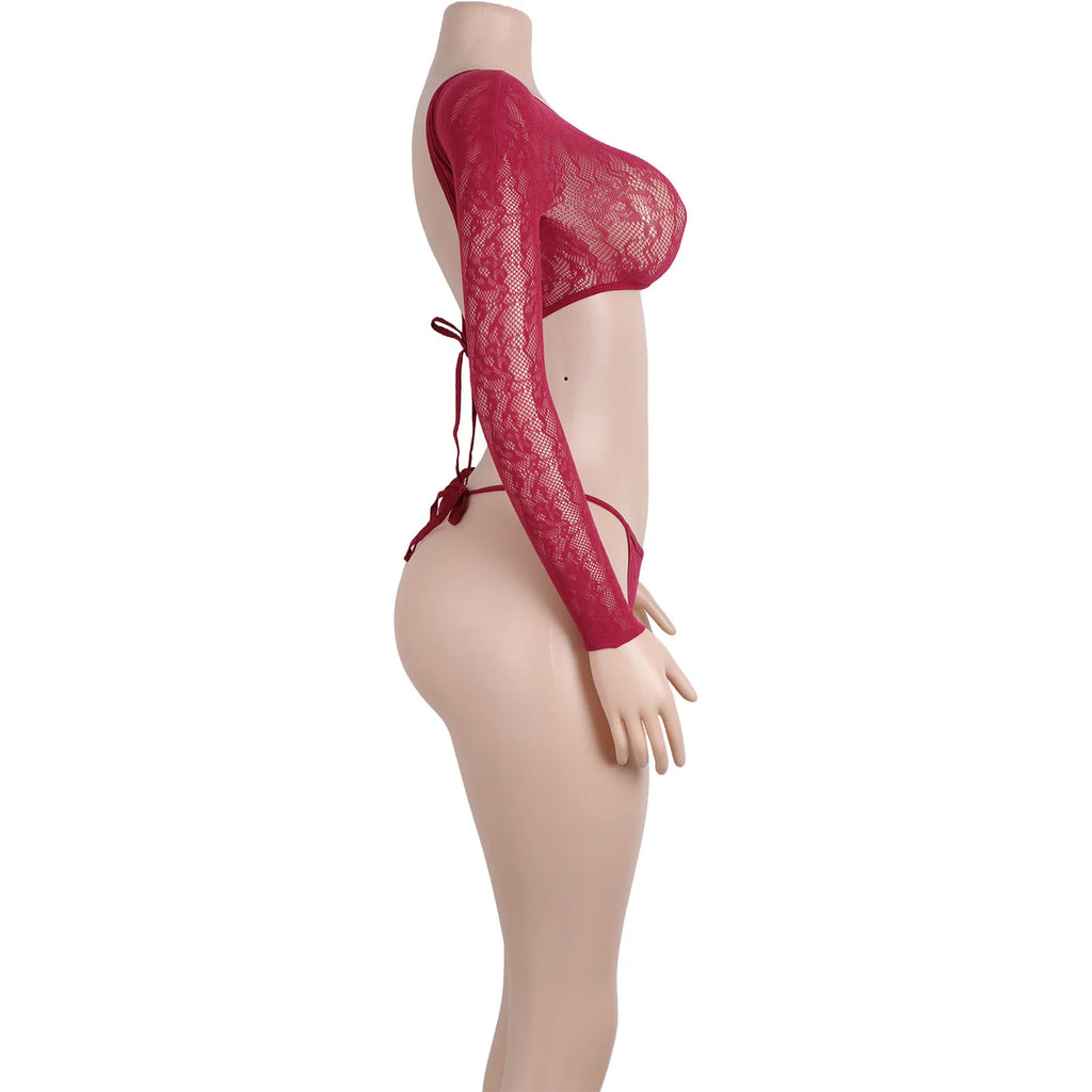 Women's Exotic Two-Piece Bodysuit Arm Sleeves Hollow Straps Shiny Wholesale Ballroom Dancewear Performance Pole Dance Wear