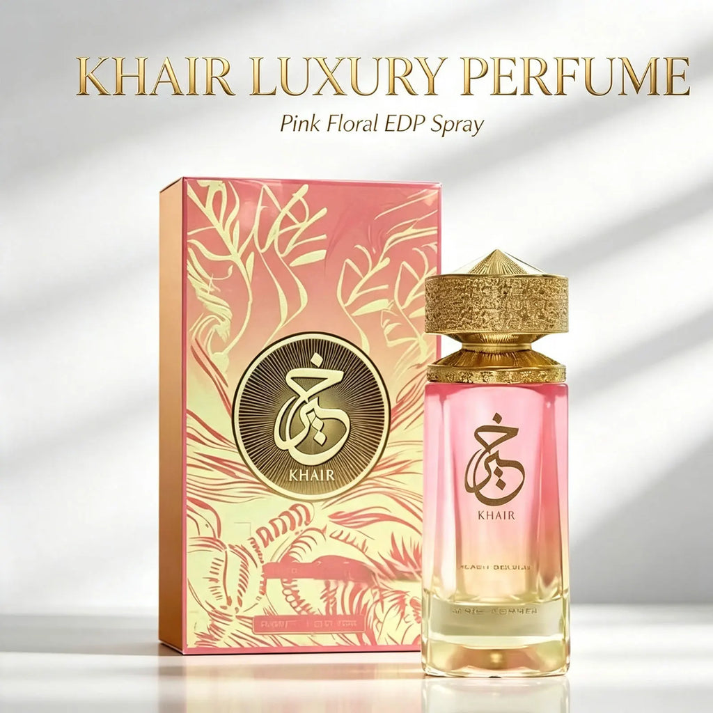 Khair - Peach Delulu By Paris Corner for Unisex 3.4 Oz EDP Spray Eau De Parfum Long Lasting Sweet Fragrance Women Perfume Pink Scent Gift for Ladies