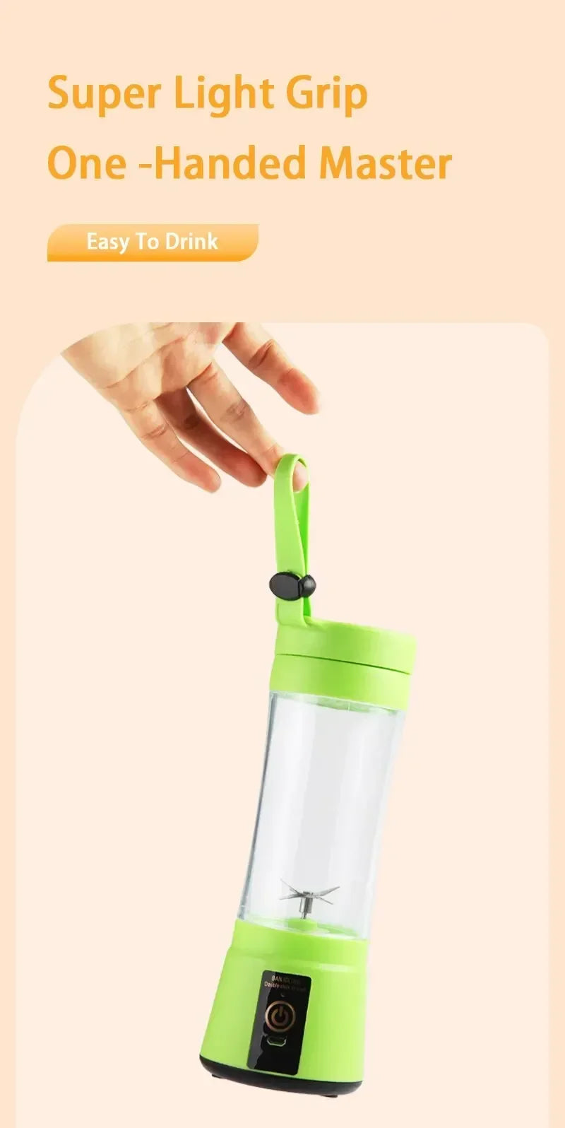 USB Charging Electric Juicer Cup 6 Leaf Blade Mini Portable Blender Fruit Juice Extractor For Home Travel