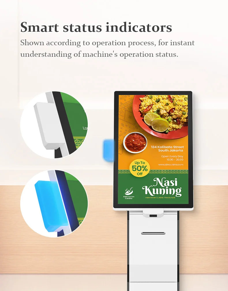 Wall Mounting Touch Screen Kiosk Floor Standing Query Machine Modern Payment Kiosk With Barcode Scanner