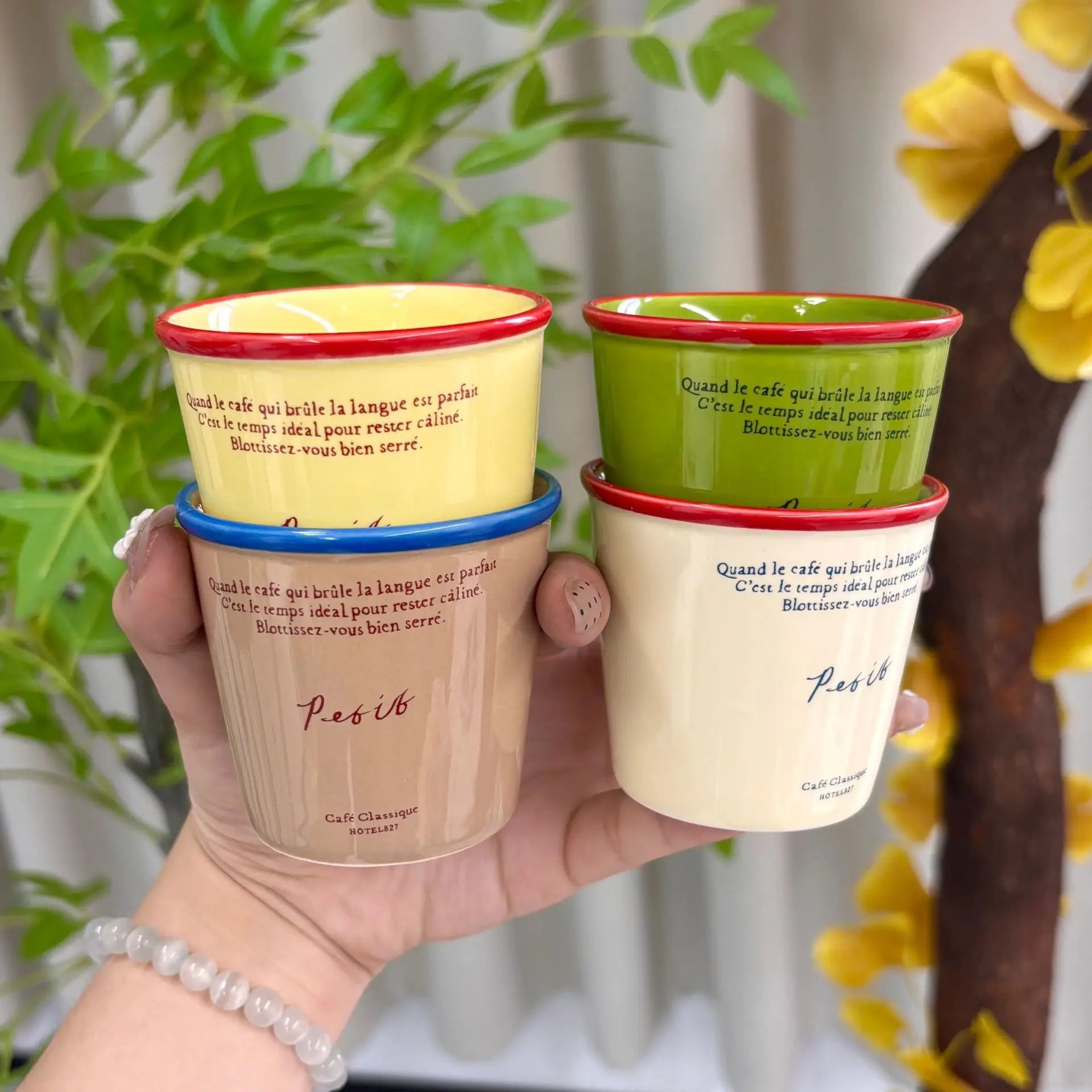 Paper  Shaped Coffee  Retro Mug Hand-held Colorful Letter Ceramic Cup Breakfast Milk Cup