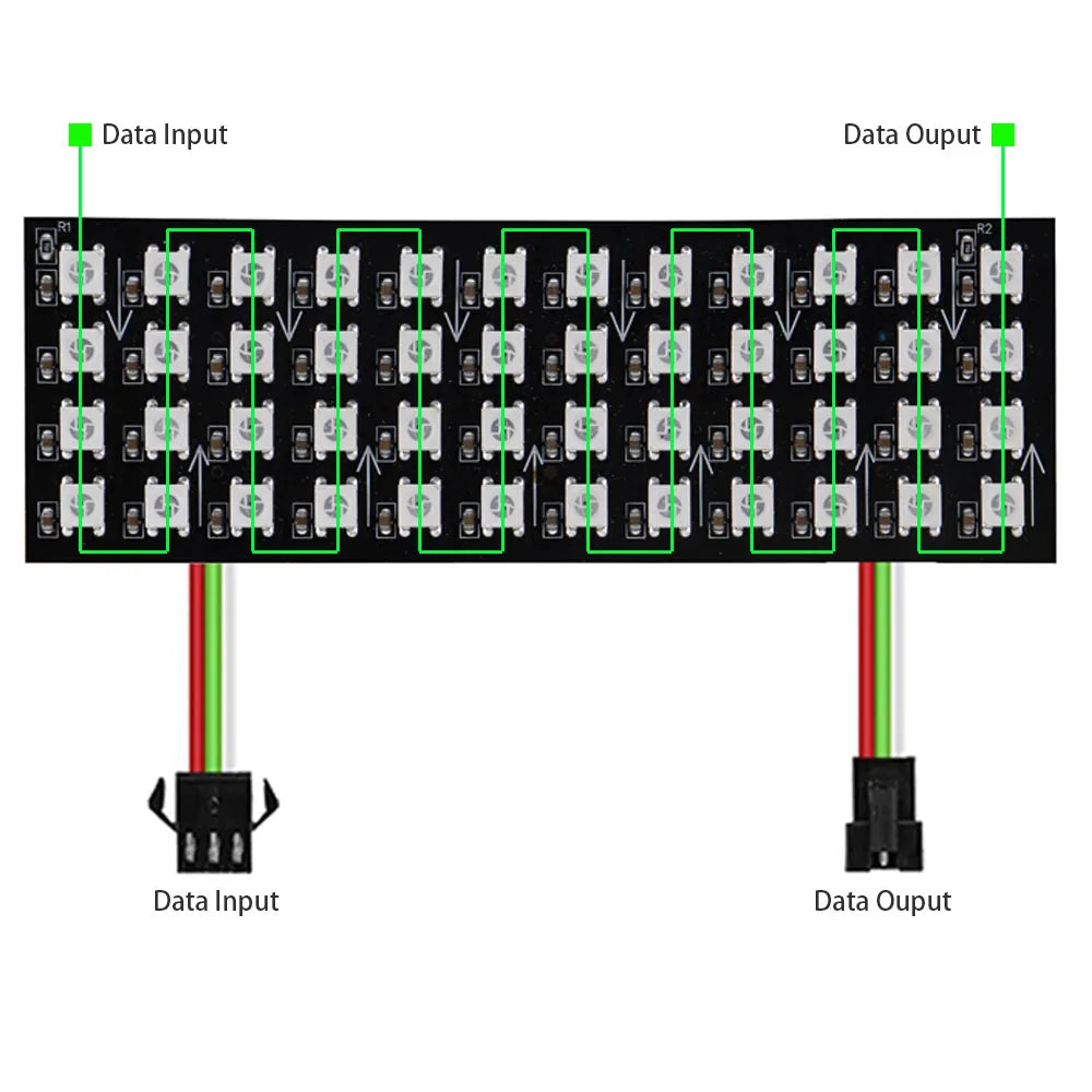 4x12 8x8 16x16 8x32 WS2812 RGBIC Led Digital Matrix Panel Lights WS2812 Flexible Addressable Spliceable Pixel Module Screen DC5V