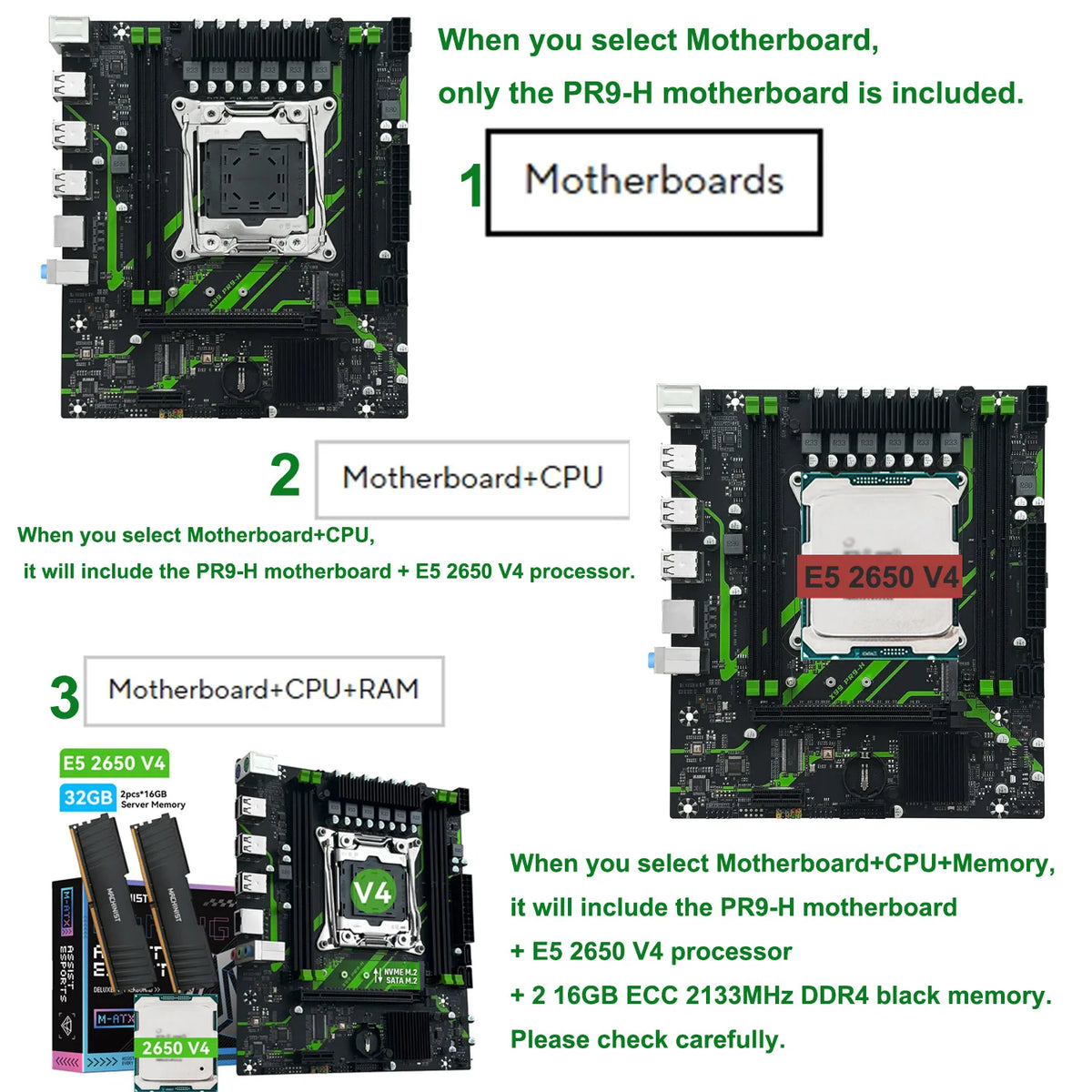 MACHINIST X99 PR9-H Gaming Motherboard Optional Kit Intel Xeon E5 2650 V4 DDR4 32GB 2133MHz RAM M.2 NVME for Desktop PC M-ATX