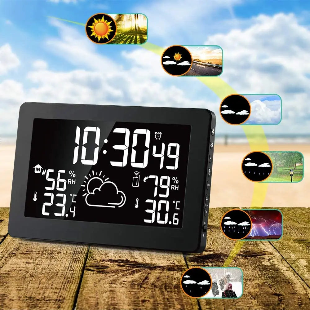 FABISENSE Wireless Weather Station with Indoor Outdoor Sensor Thermometer Hygrometer, Forecast Barometer Moon Phase, USB Powered