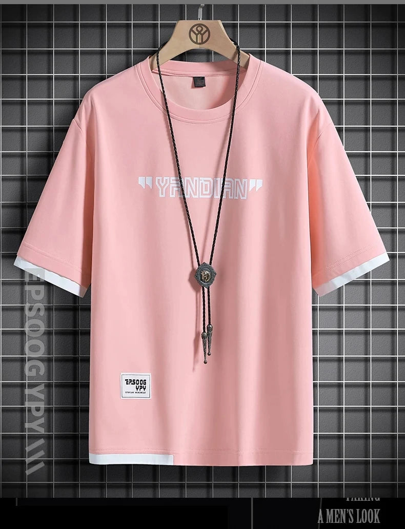 Hip Hop Loose Mens Streetwear T-shirts Casual Classic 2023 Summer Short Sleeves Black White Tshirt Tees Plus Oversize 5XL 6XL