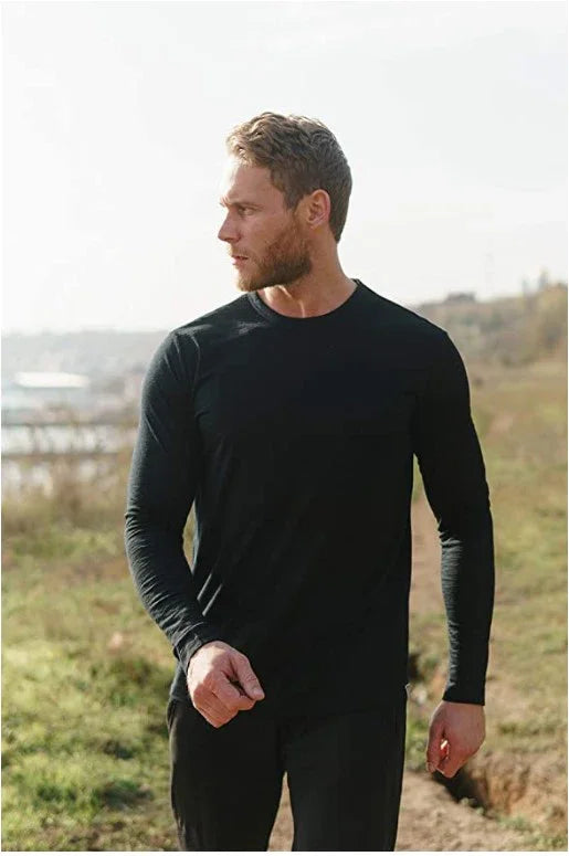100% Merino Wool Thermal Underwear Men Merino Wool Base Layer Shirt 240G Winter Warm Wicking Breathable Anti-Odor USA Size