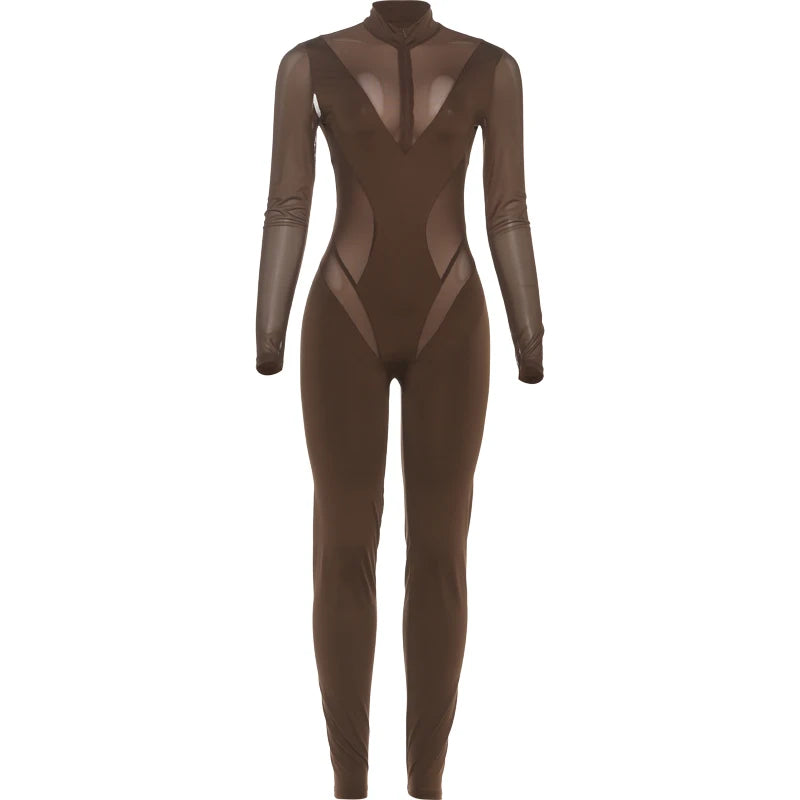 Weird Puss Sexy Patchwork Jumpsuit Women Fall Hipster Coquette Skinny Midnight Clubwear Stretch Workout Activity Slim Overalls
