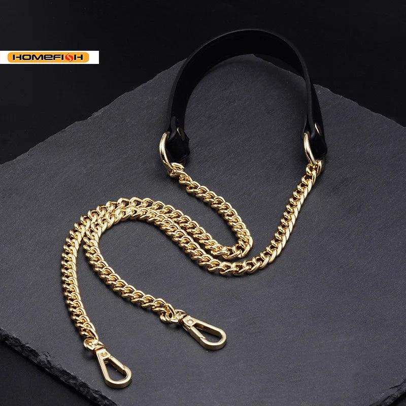 120CM Replacement Metal Bag Chain Strap, PU Leather Shoulder Strap For DIY Handbag Crossbody Bag Accessories