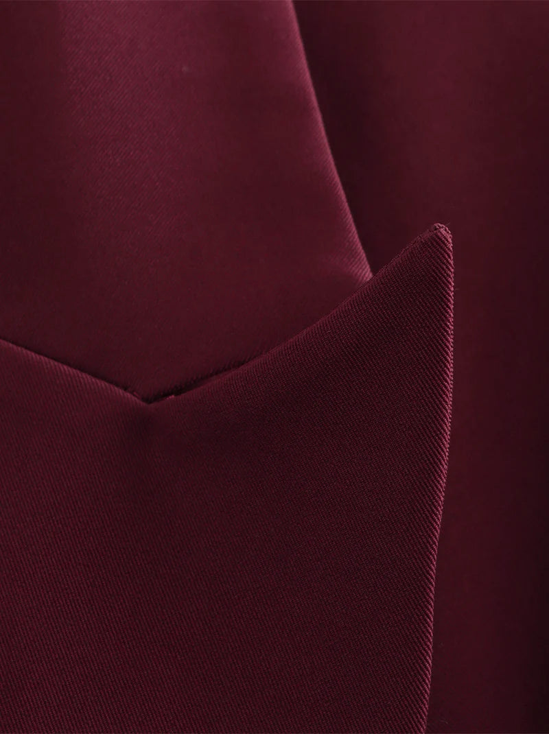 New Burgundy Blazer Women Autumn Winter Vintage Double Breasted Suit Jacket for Woman Fashion Streetwear Classic Blazers Coat