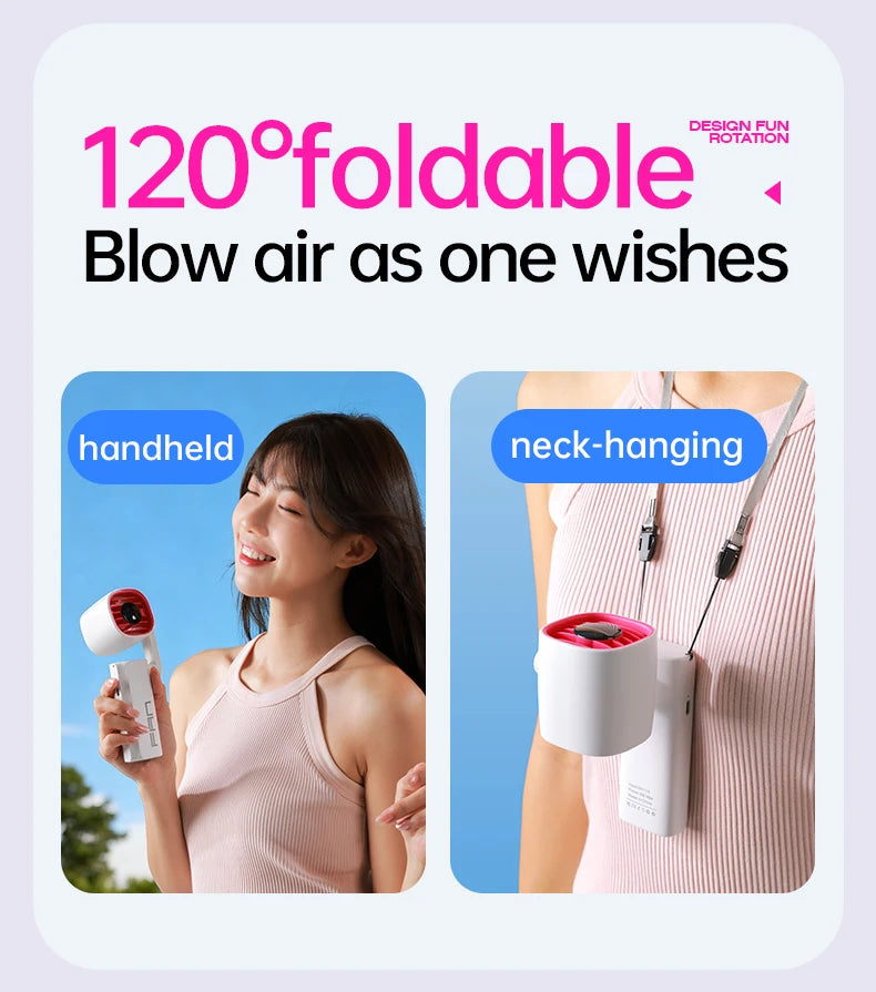 3-in-1 Foldable Rotating Fan (USB-Charged) Powerful airflow at 16,000 RPM, 120° rotation, suitable for various settings