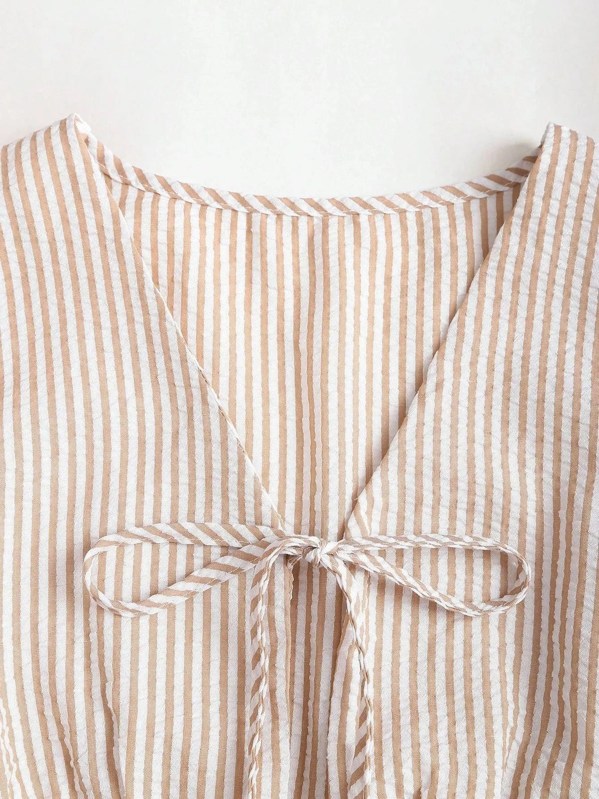 Spring/Summer Solid-Color Striped Set: Casual Tank Top, Tie-Front Tank Top, and Loose-Fit Tie-Front Solid-Color Pants