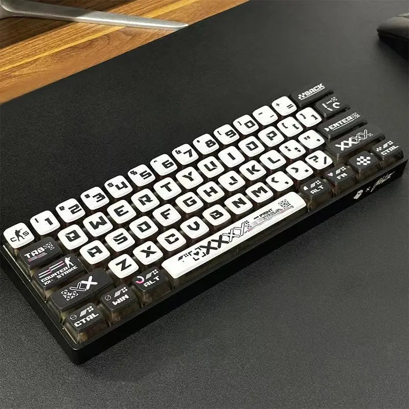 CSGO Print Set Four Side Transparent SAX Pudding Key Cap PC 125 Key for 60/64/84/98/108 Mechanical Keyboard