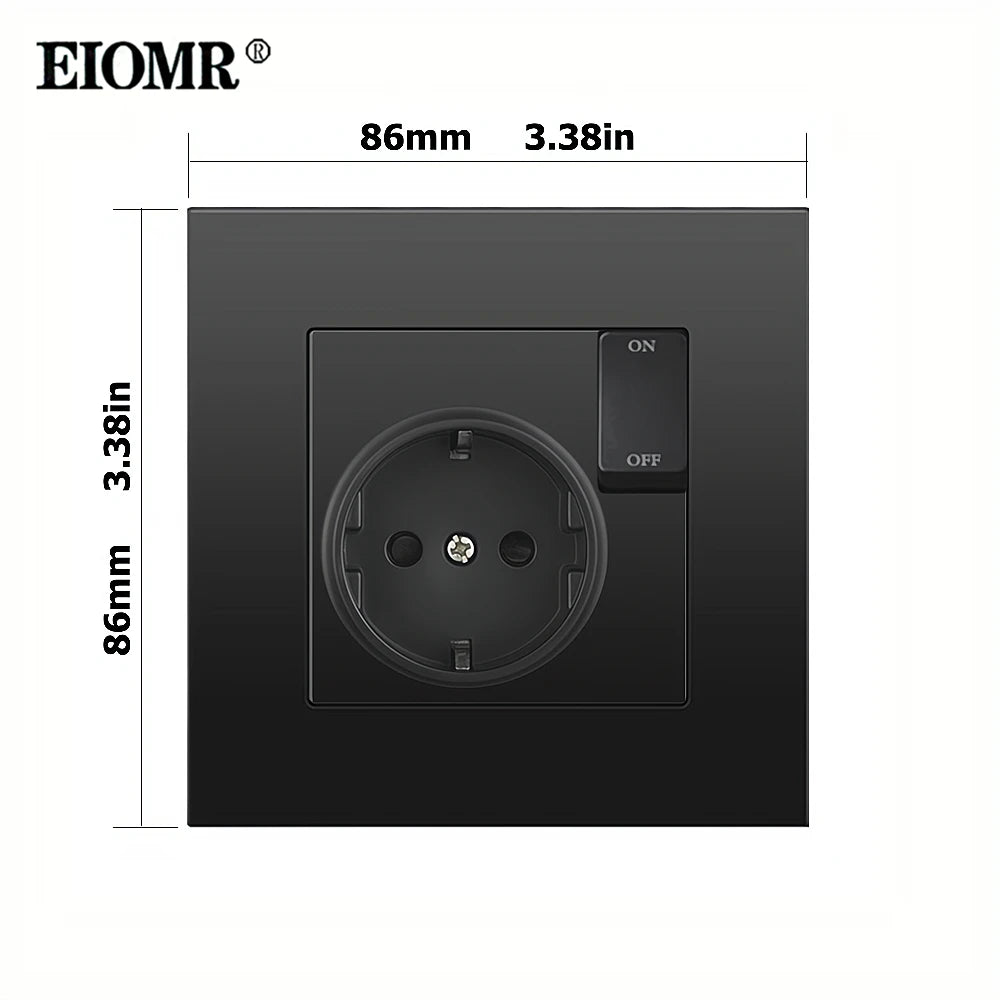 EIOMR EU Standard Electrical Socket,USB Type-C Mobile Phone Charging Outlet,16A 220V Household Appliances Electric Socket Switch