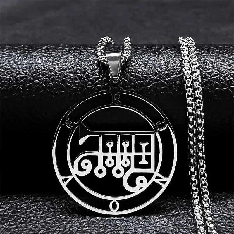 2024 Fashion Sigeal Sigil De Lucifer Stainless Steel Satan Necklace Asmoday Lazer Key Baphomet Stamp Jewelry N7118S03
