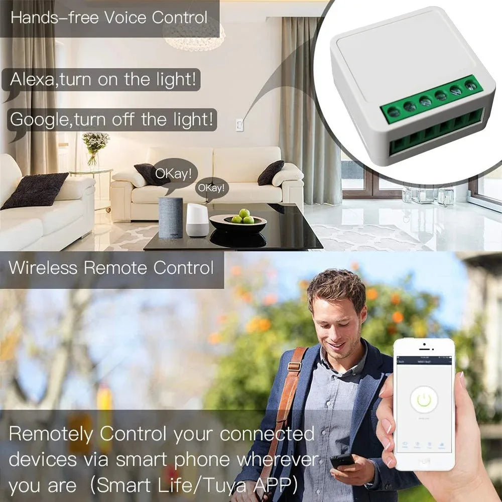 16A WiFi Smart Switch DIY Work with Tuya  Smart Life APP Smart Home Alexa Yandex Alice Mini Interruptor Two Way Voice Control