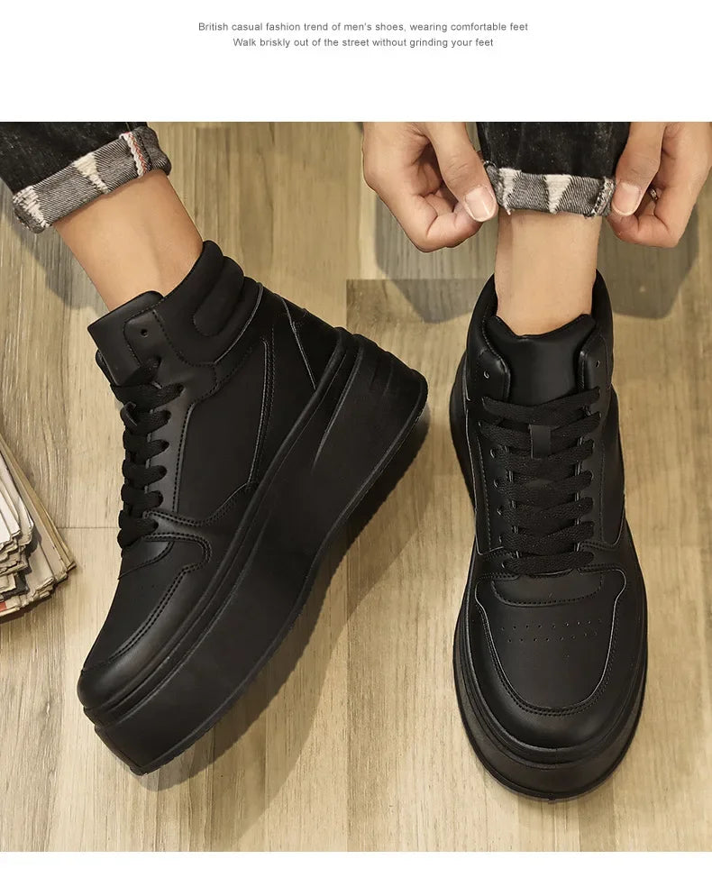 Men Casual Sneakers Platform Ankle Boots High-top Thick Bottom Sneakers Male Outdoor Basketball Shoes Sport Trainers 2025