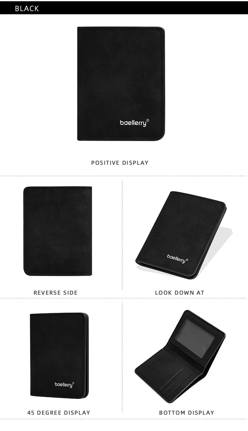 New Men's Short Wallet Cardholder Combo Anti-Theft Minimalist PU Leather