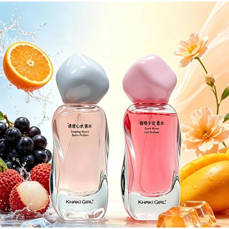 Khaki Girl Floral Fruity Eau De Toilette Long-lasting Fresh Citrus Perfume Spray Unique Crystal Bottle Daily Dating Perfume
