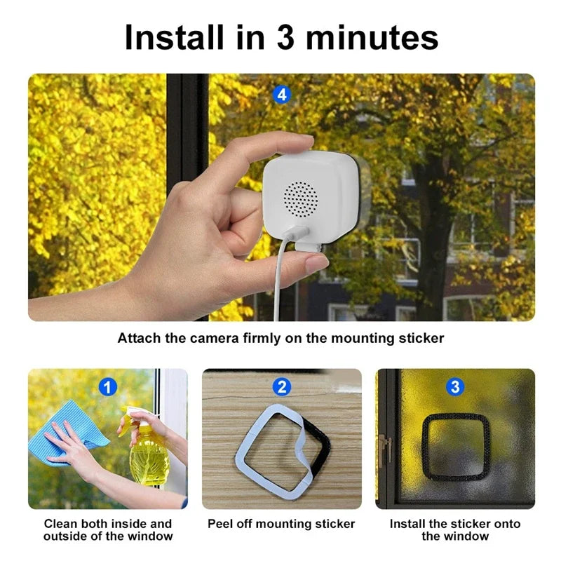 Lenovo Window-mounted Security Wifi Camera Stick-on Glass Remote Monitoring Smart Phone Window-mounted Card Camera Night Vision