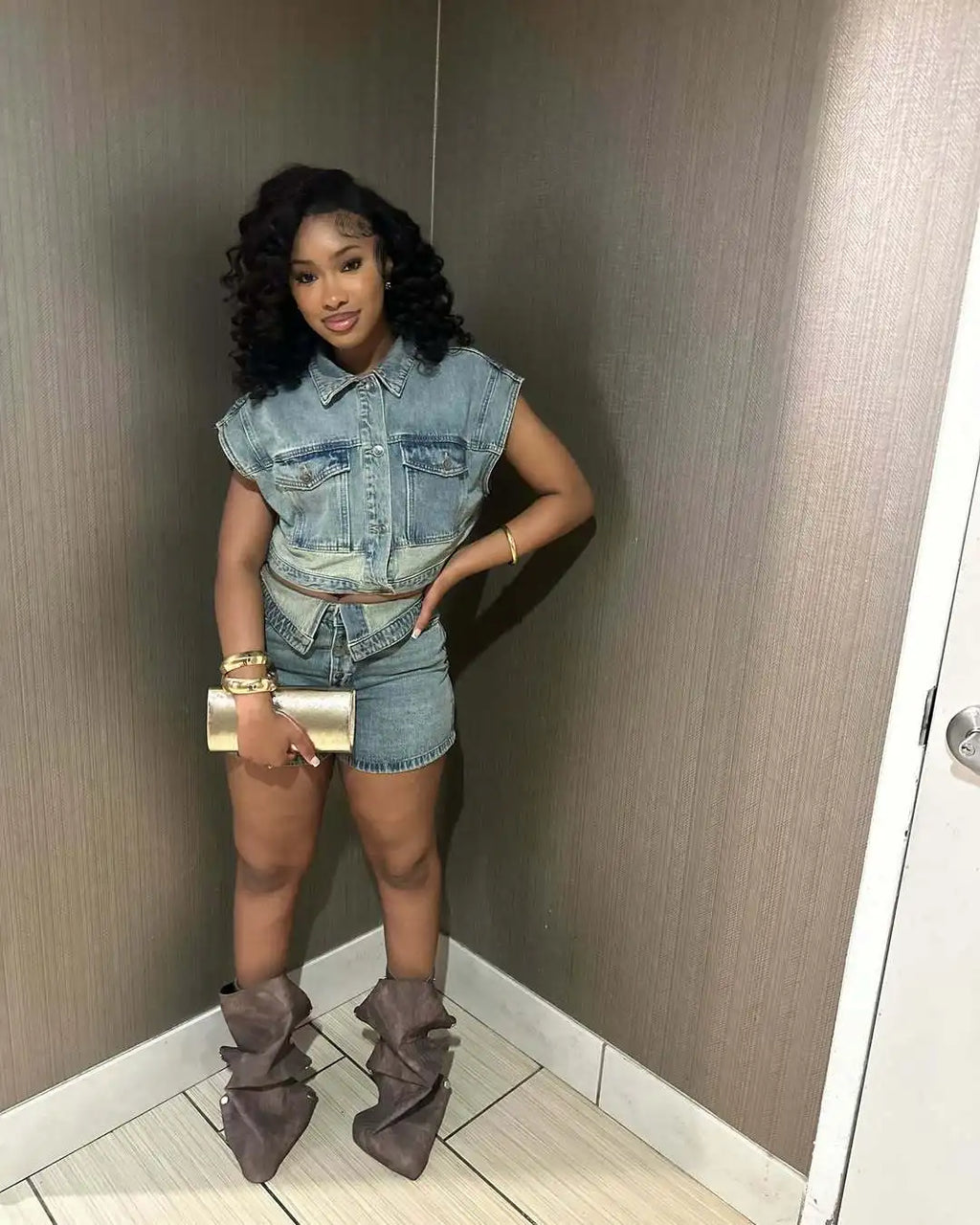 Shorts Sets Women Denim 2 Piece Suit Top Jeans Ensemble Summer 2025 Single Breasted Turn Down Collar Short Pants Vintage Outfits