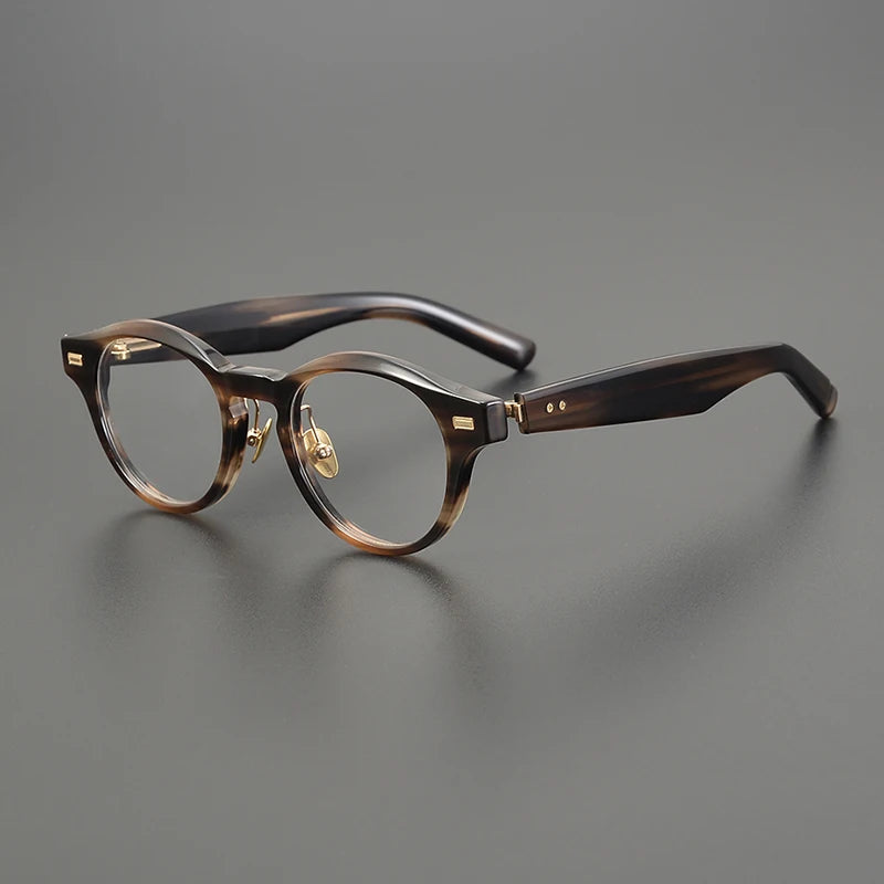 Classic Retro Round Glasses Frame Men Top Quality Acetate Trendy Eyeglasses for Women Handmade Vintage Thick Frame Eyewear