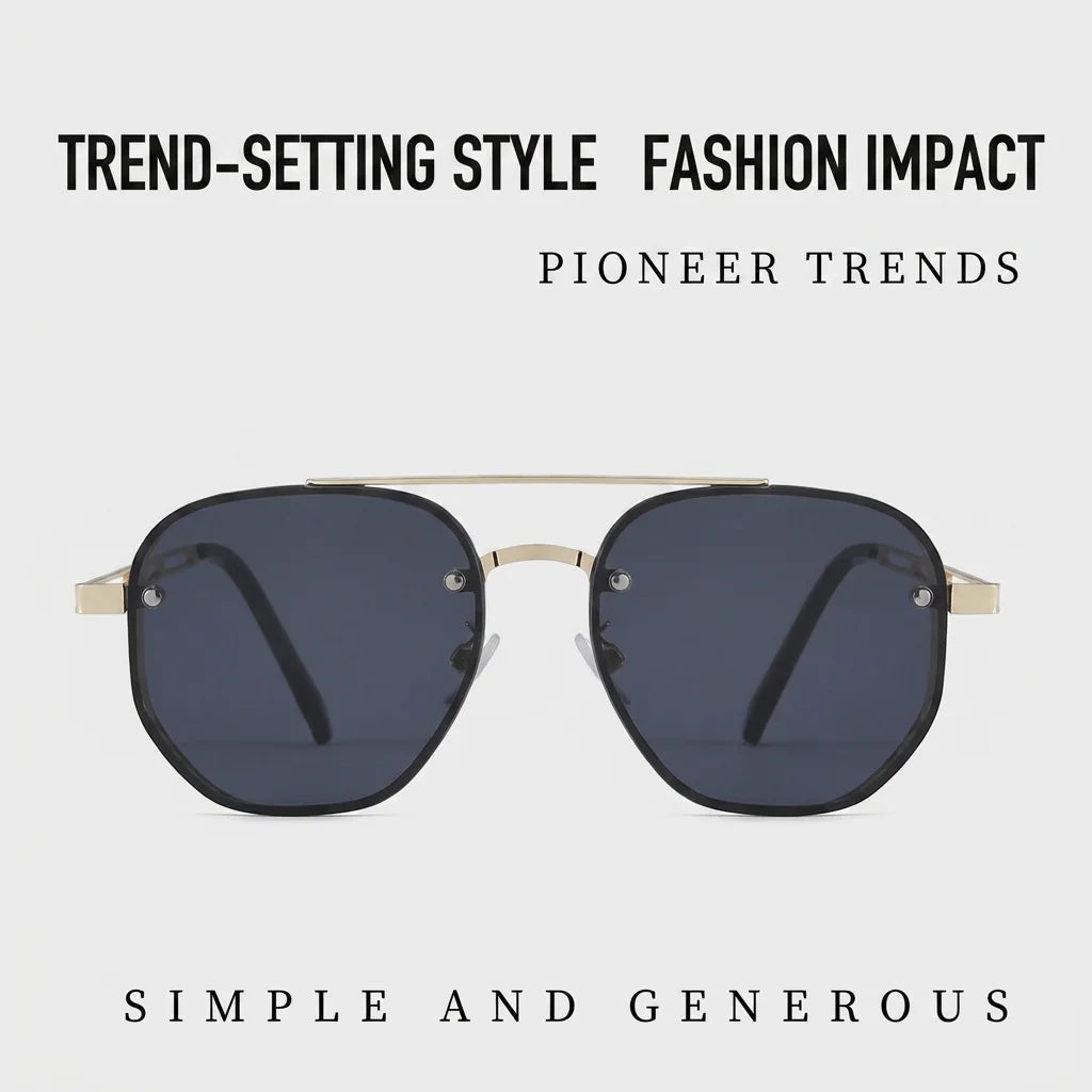 Unisex Stylish Sunglasses Trendy Gold Frame Hd Lens Glasses Oval Metal Frame Eyeglasses European-American Uv400 Shades Eyewear