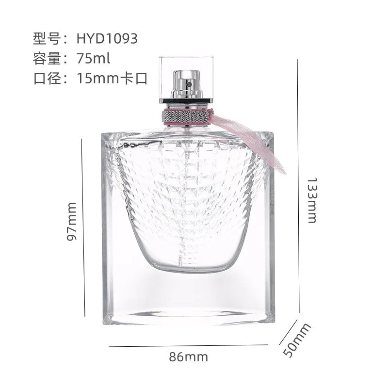 Bayonet Perfume Bottle 75ml Fish Scale Bottle with Silk Scarf Cap Transparent Glass Cosmetic Dispensing Empty Bottle