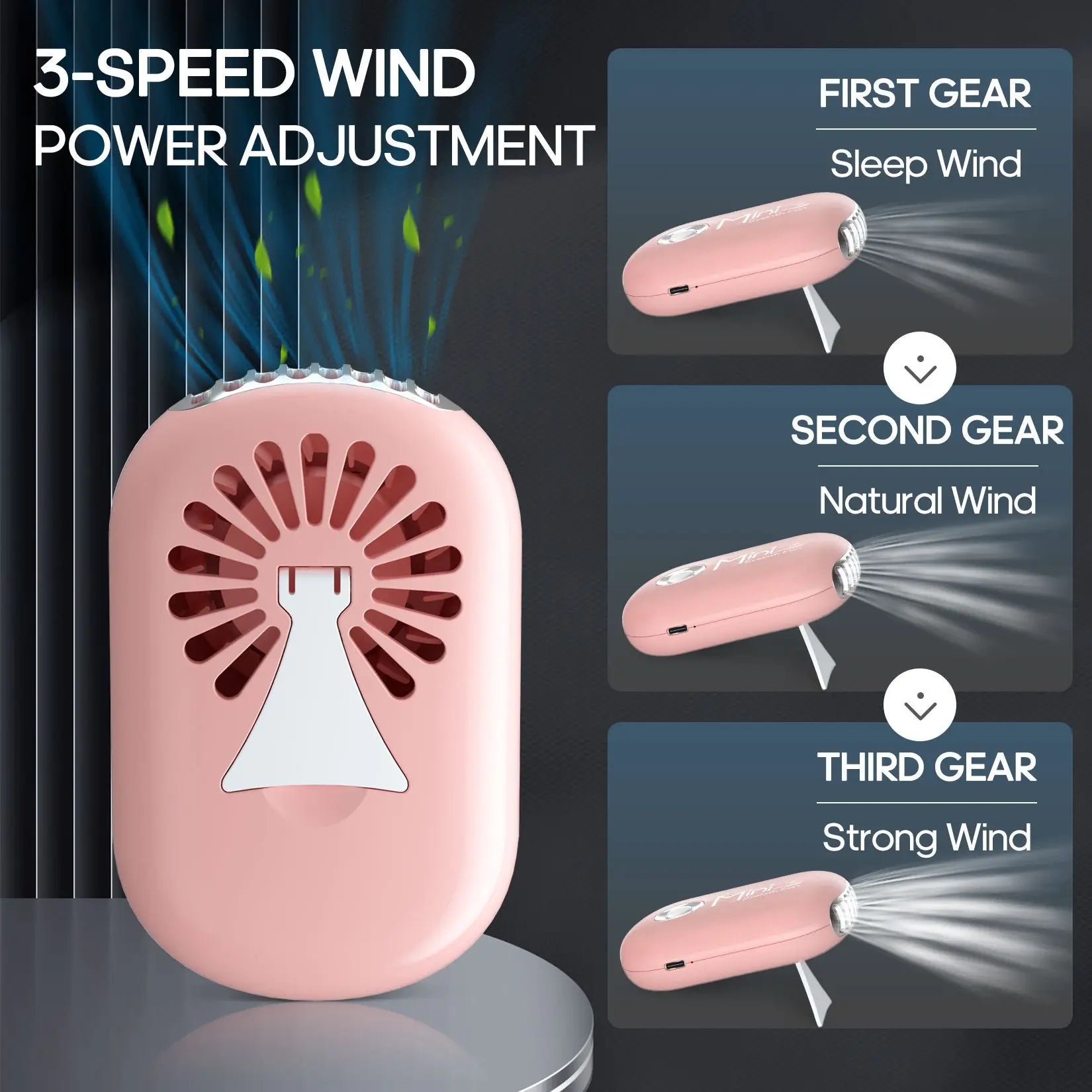 Portable Handheld Eyelash Fan Dryer With USB Rechargeable Lash Extension Fans With Air Blower For Makeup Drying & Cooling, Pink