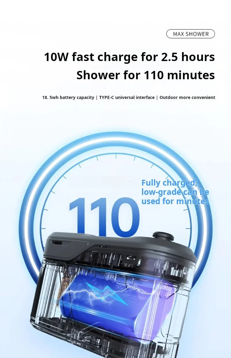 Flextail Max Shower lightweight 620g Outdoor Travel Camping Portable Shower IPX7 waterproof drop-proof Wireless Electric Shower