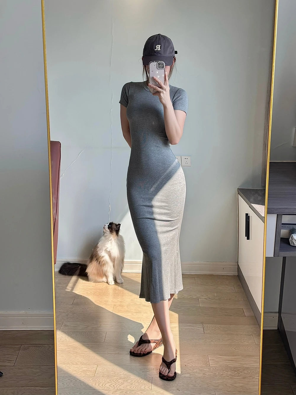 Solid color Short Sleeve Crewneck Sexy Summer High Strecth Dress for Women Pullover Bodycon Dresses