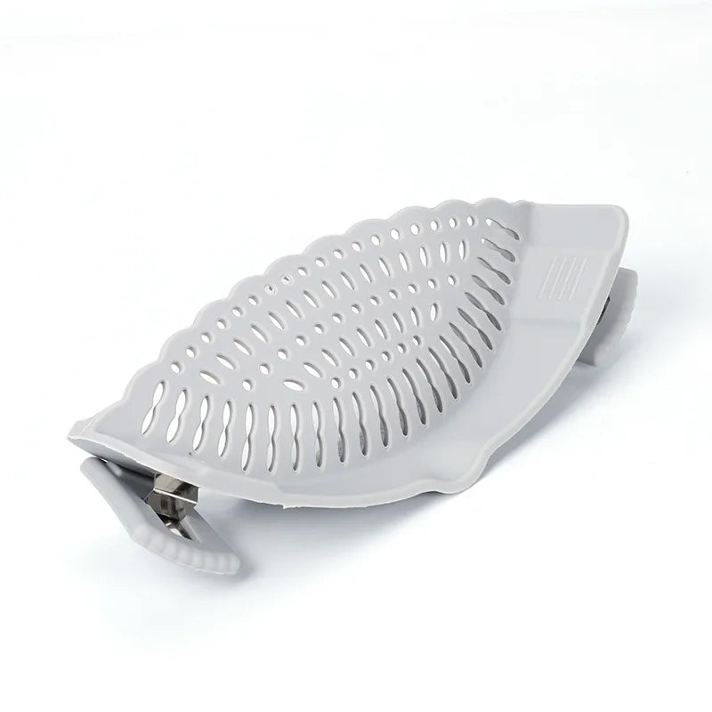 Silicone Strainer Clip-on Pan Pot Side Drainer Fruit Vegetable Noodle Drainage Filter Pour Baffle Colander Kitchen Gadgets
